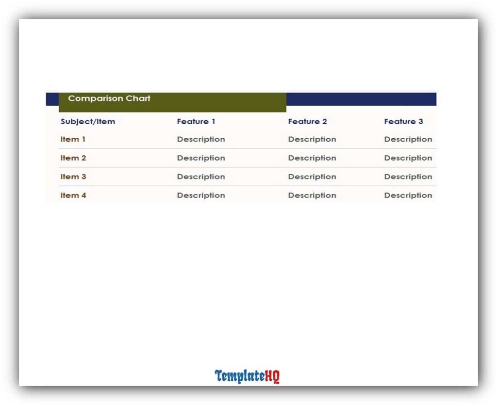 Comparison Chart Template 14 Comparison Chart Template 14