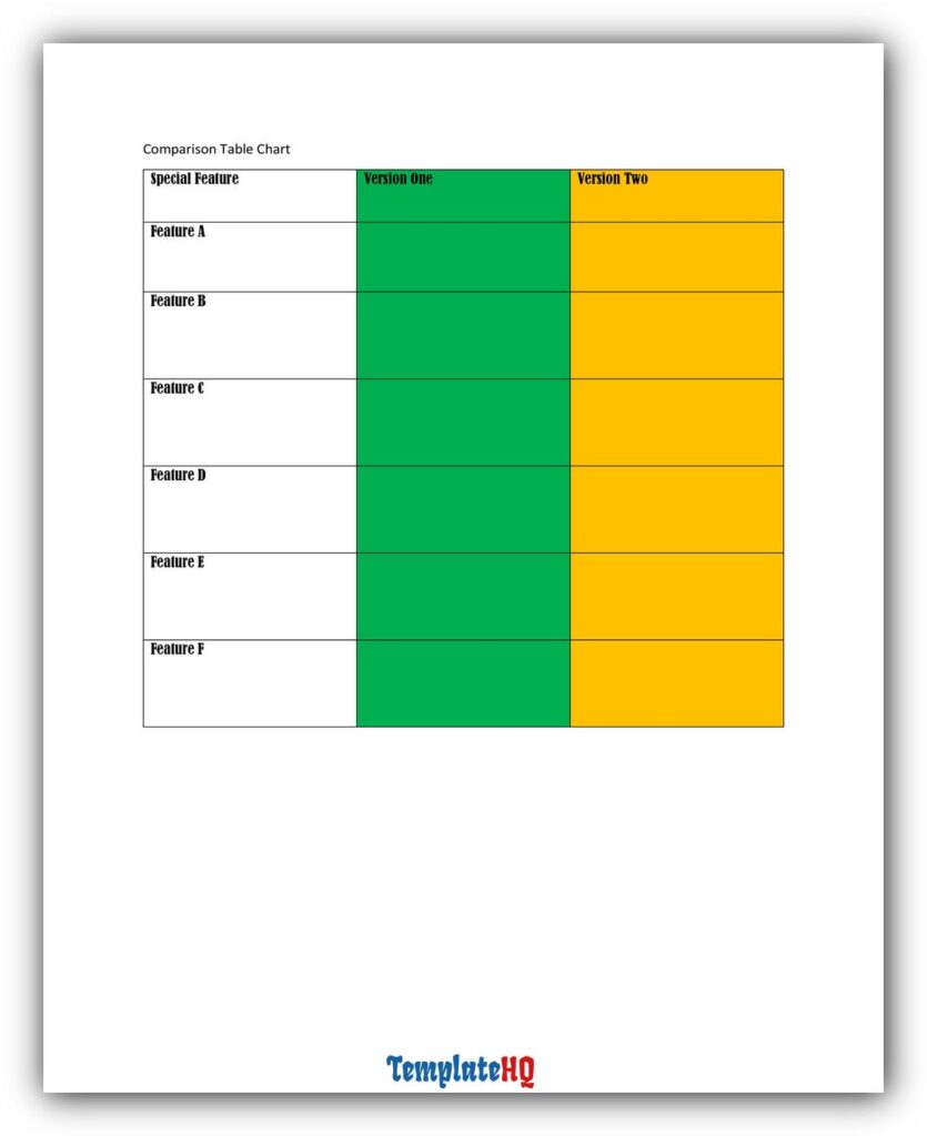 Comparison Chart Template 26 Comparison Chart Template 26