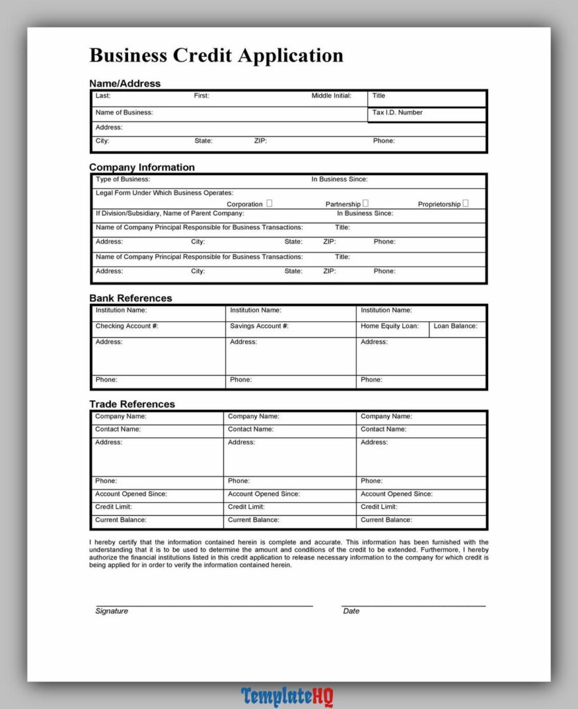 Business Credit Application Form