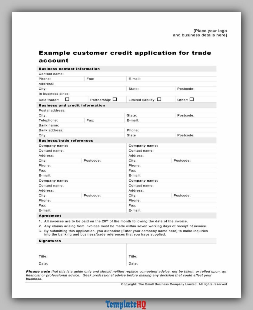Customer Credit Application Form 03