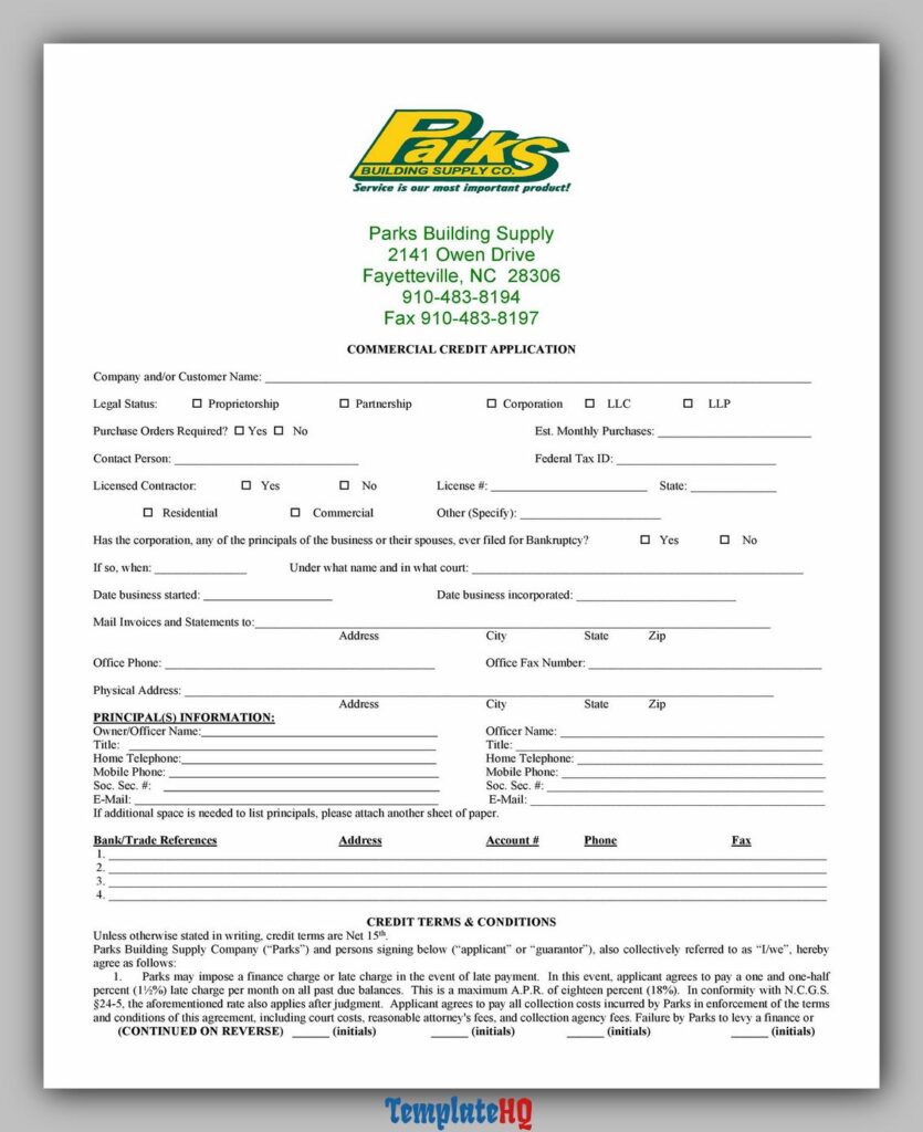 Commercial Credit Application Form