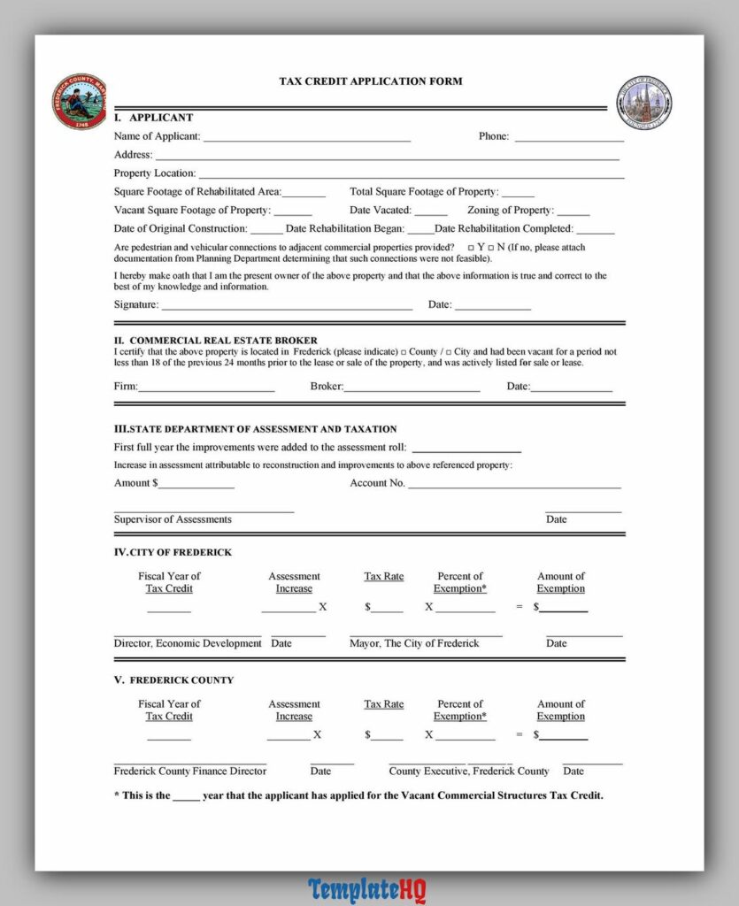 Tax Credit Application Form