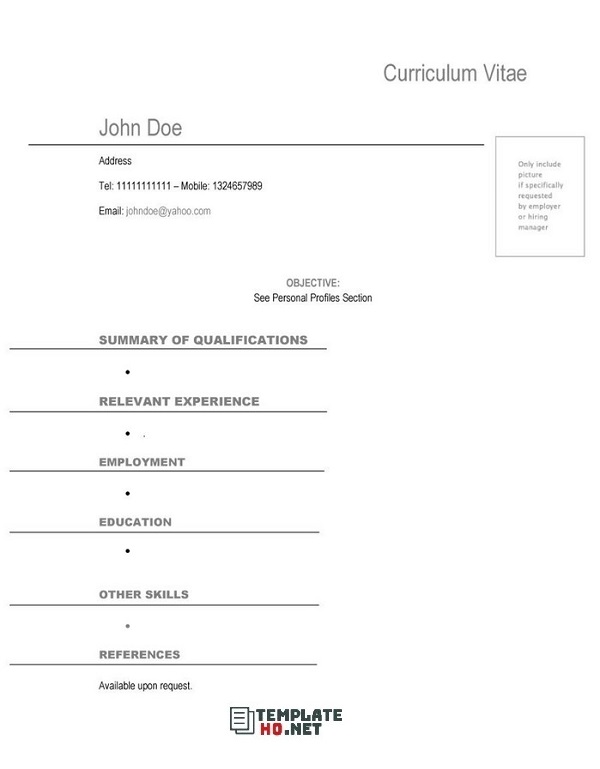 Simple Curriculum Vitae Template
