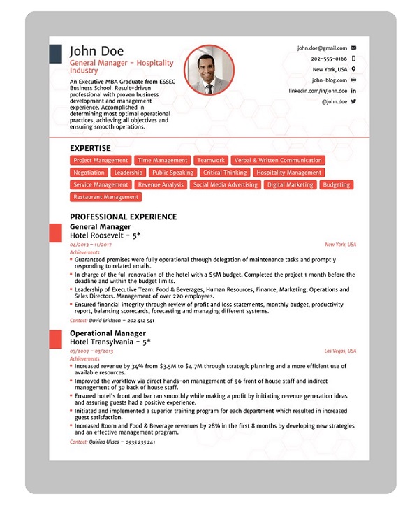 Professional Curriculum Vitae Template
