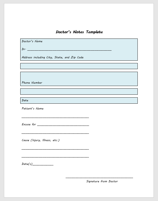 Doctors Note Template Doctors Note Template