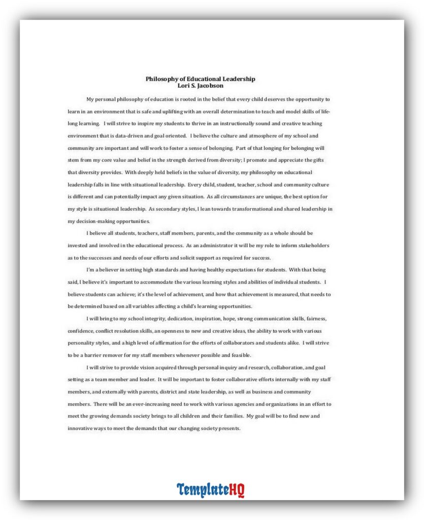 Educational Leadership Philosophy 07