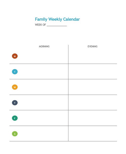 Family weekly calendar Family weekly calendar