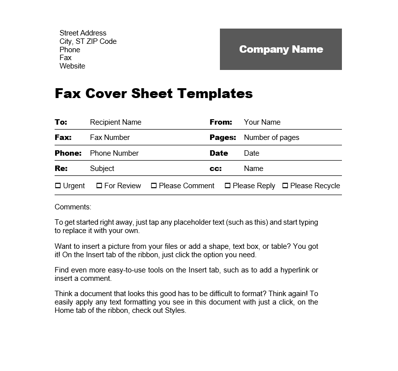 Fax Cover Sheet Templates Fax Cover Sheet Templates