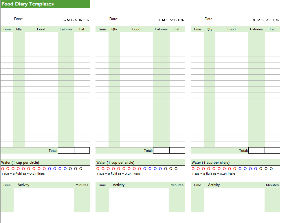 Food Diary Templates Food Diary Templates