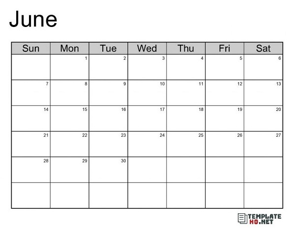 Free June Calendar Printable