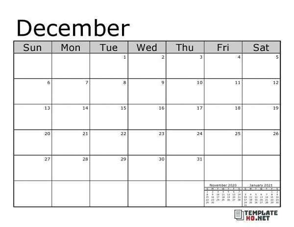 Free December Calendar Printable