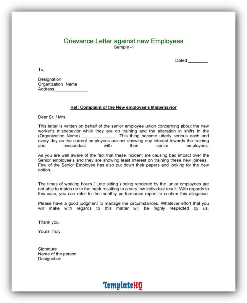 Grievance Letter Examples 01 Grievance Letter Examples 01