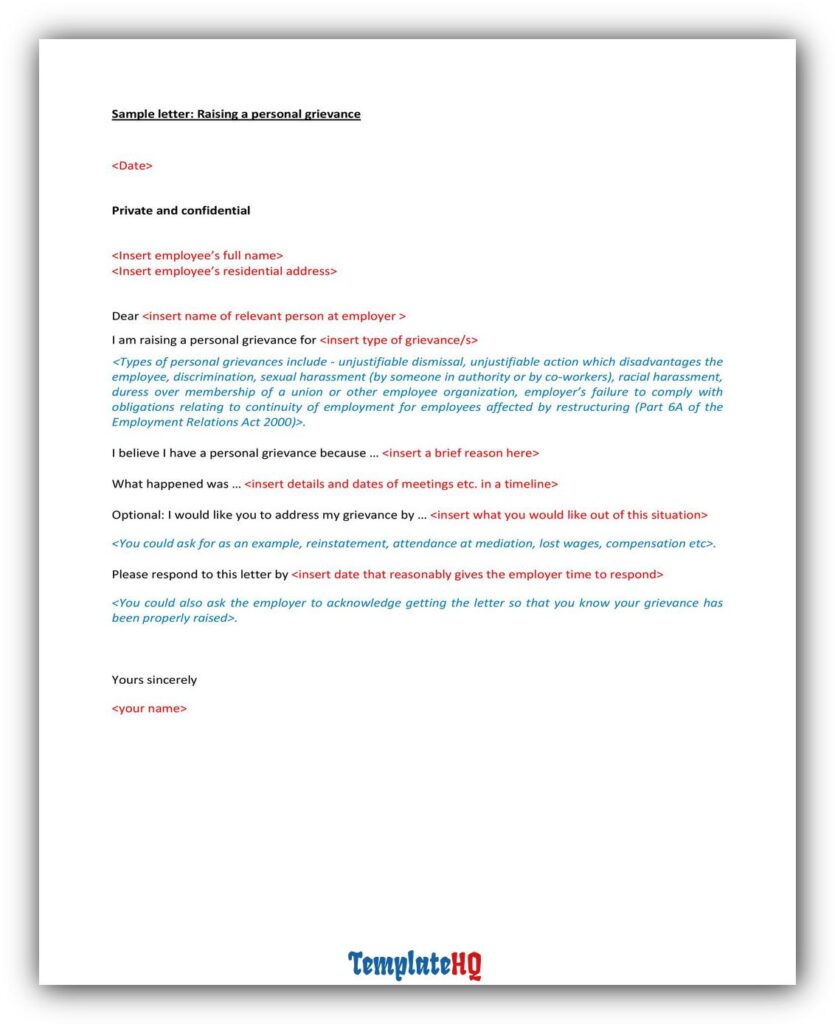 Grievance Letter Examples 03 Grievance Letter Examples 03