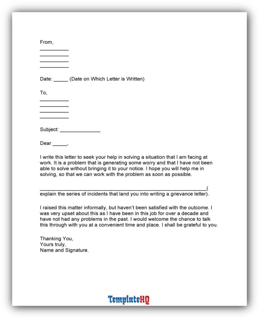 Grievance Letter Examples 05 Grievance Letter Examples 05