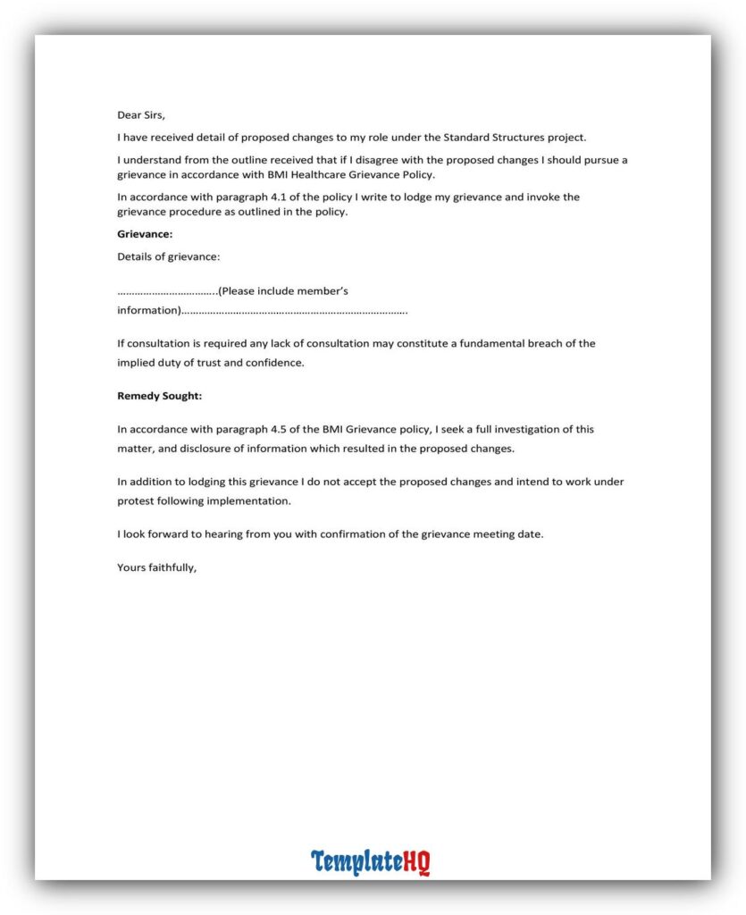 Grievance Letter Examples 13 Grievance Letter Examples 13