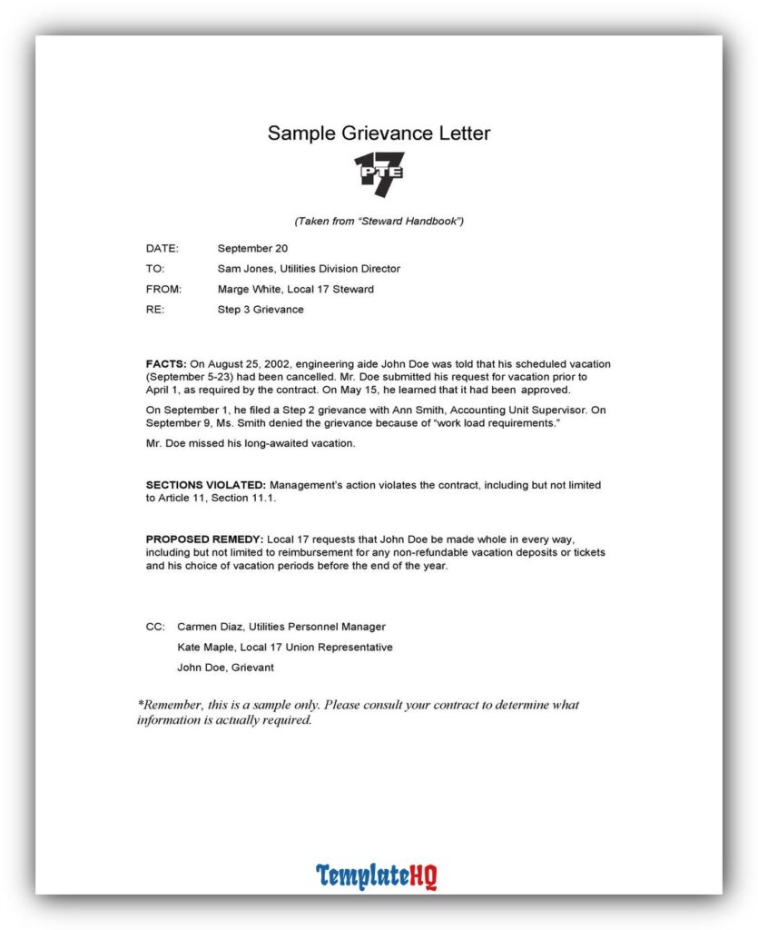 Grievance Letter Examples 18 Grievance Letter Examples 18