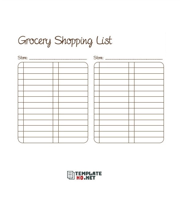 Grocery Shopping List Printable