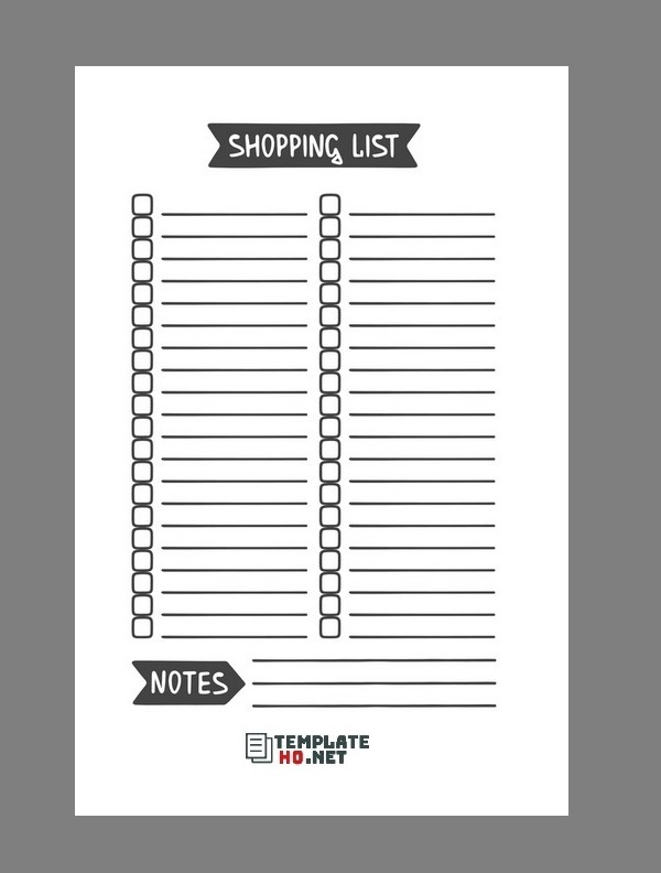 Grocery Shopping List Categories