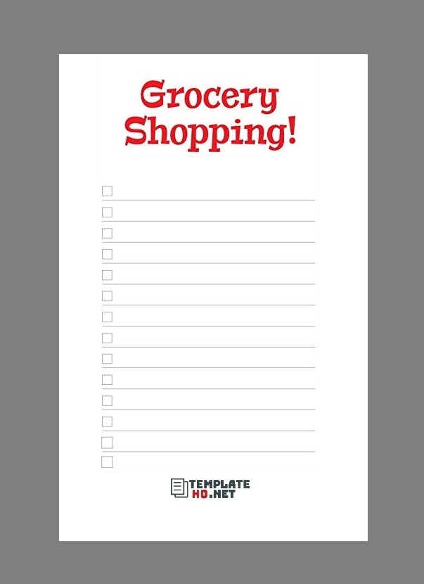 Grocery Shopping List Template Word
