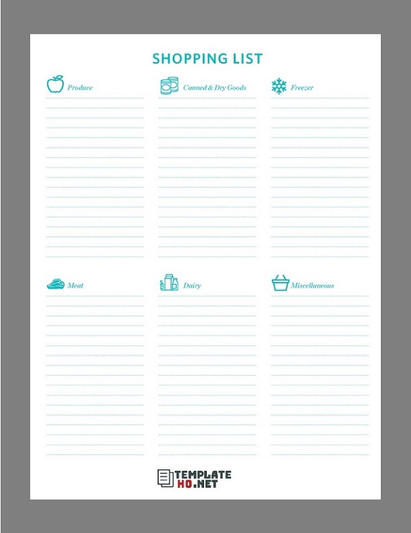 Grocery Shopping List PDF