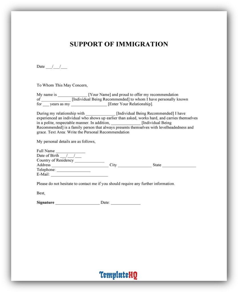 Immigration letter template 03