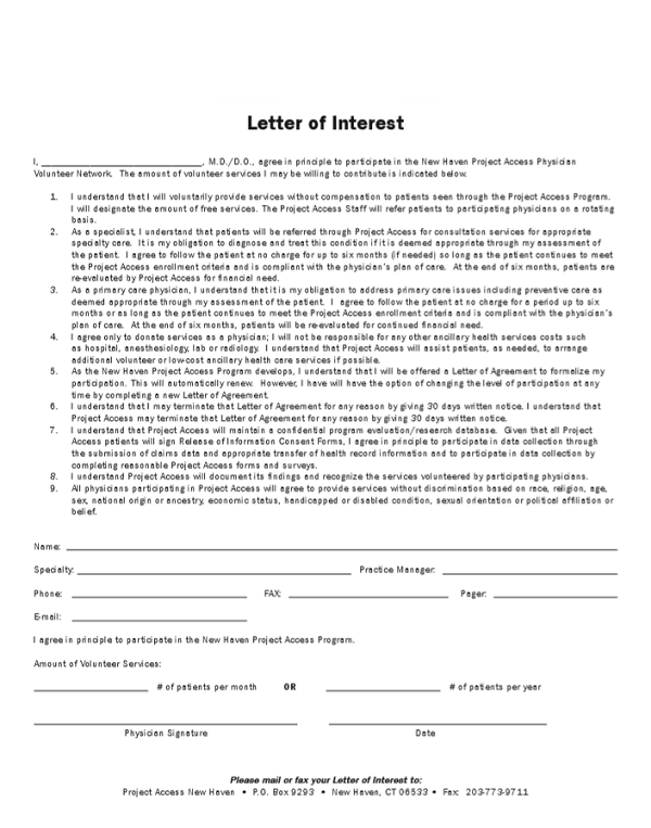 Letter of Interest