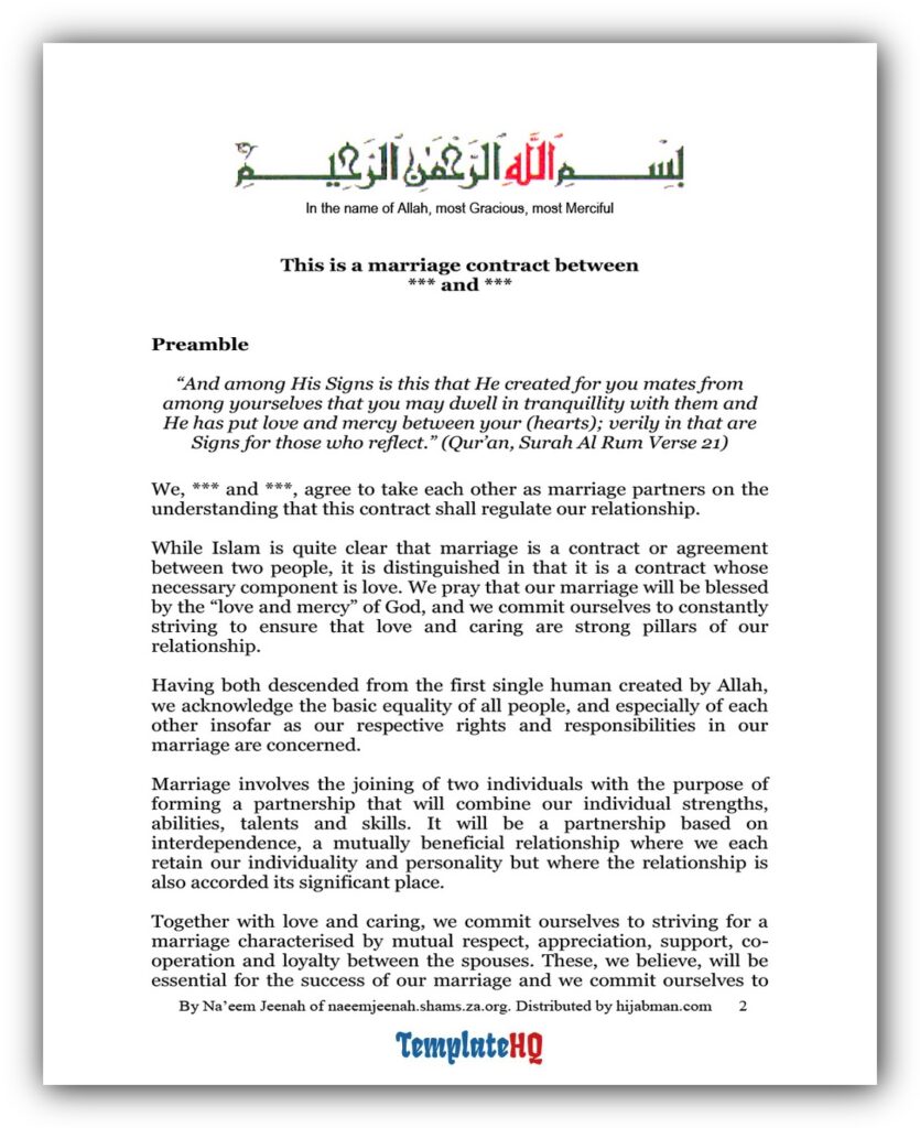 Marriage Contract Sample 05 Marriage Contract Sample 05
