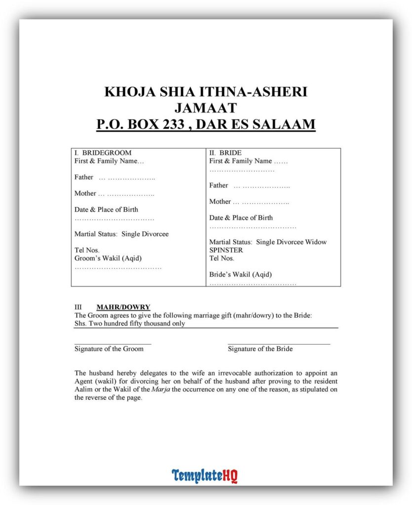 Marriage Contract Sample 08 Marriage Contract Sample 08