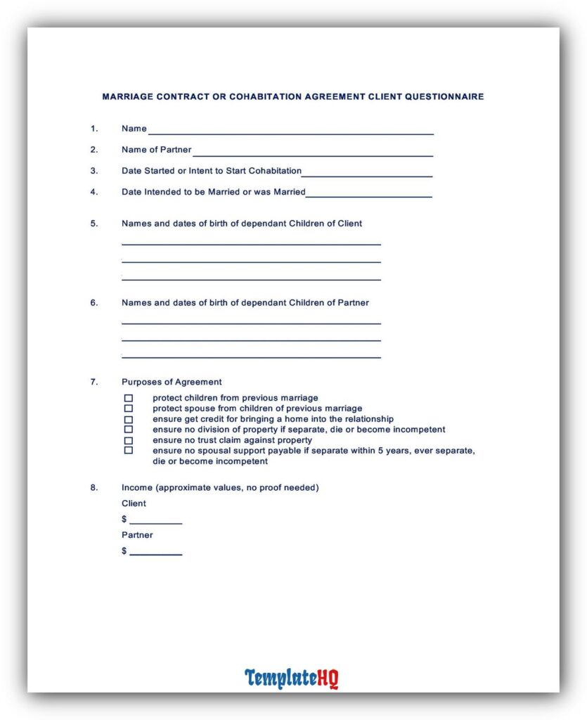 Marriage Contract Sample 12 Marriage Contract Sample 12