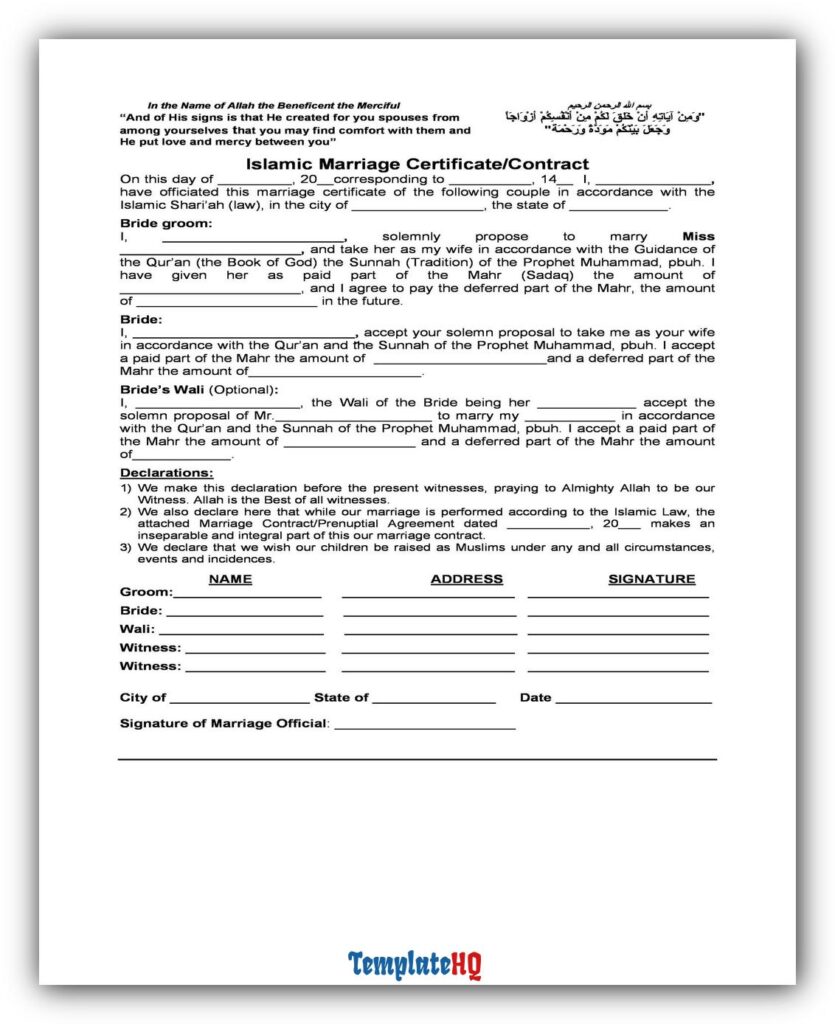 Marriage Contract Sample 16 Marriage Contract Sample 16