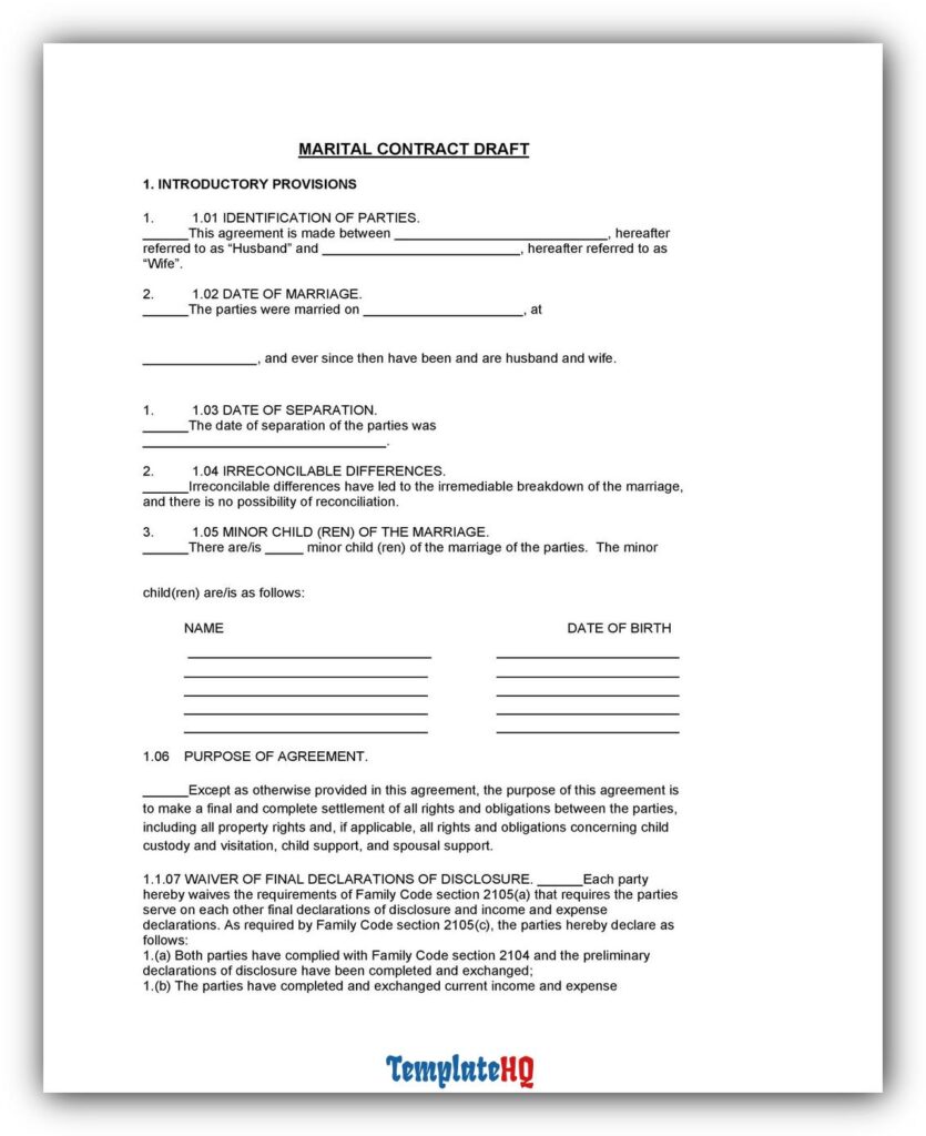 Marriage Contract Sample 17 Marriage Contract Sample 17