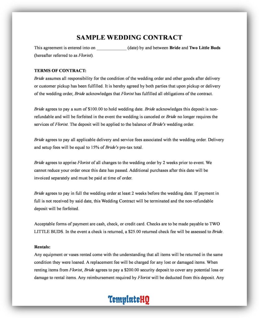Marriage Contract Sample 18 Marriage Contract Sample 18