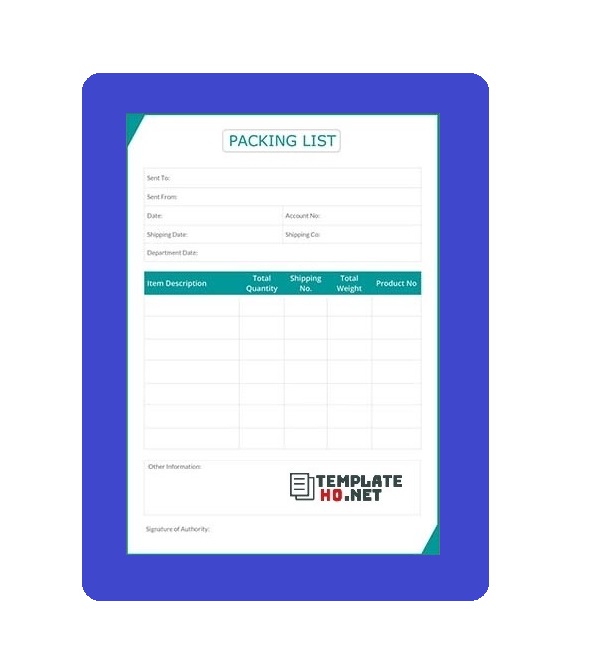 Packing List Template 02