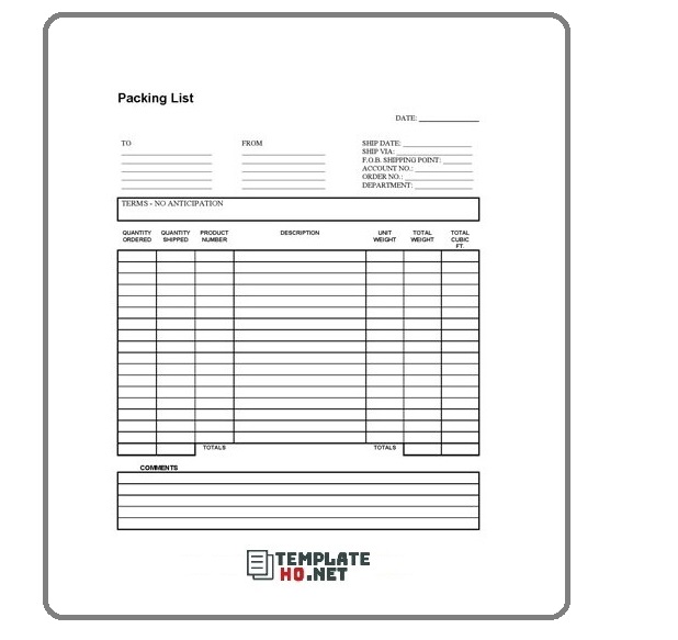 Packing List Template 04
