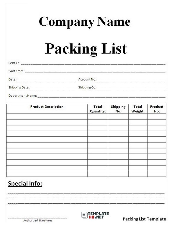 Packing List Template 05