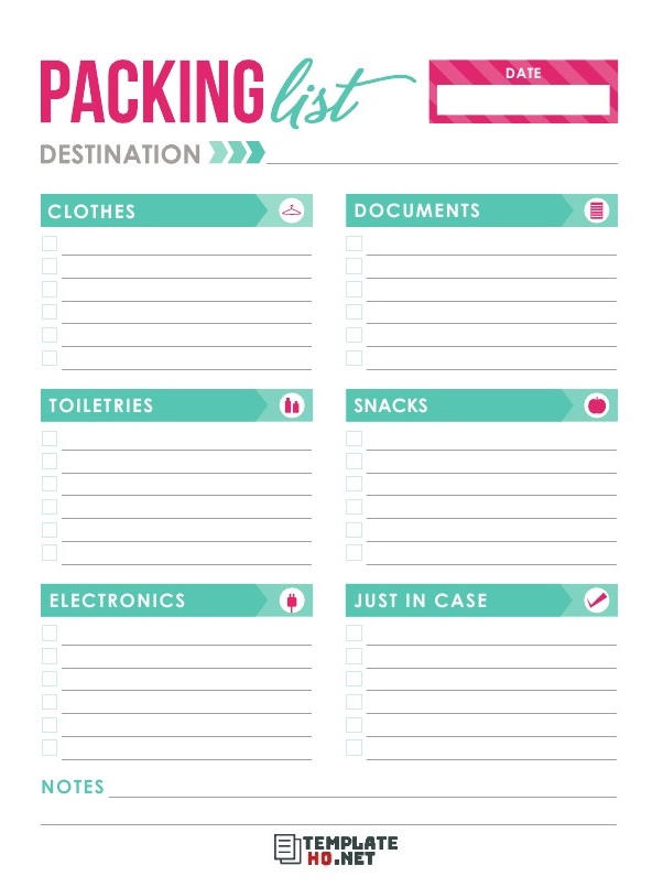 Packing list Example