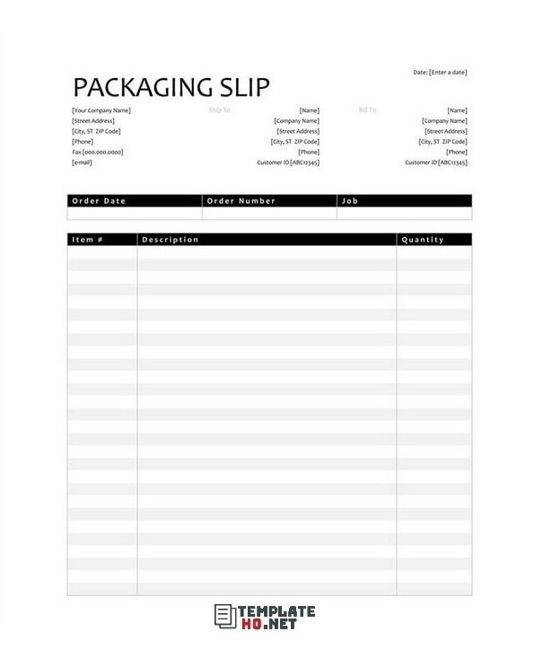 Packaging list