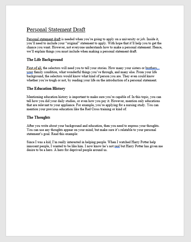 Personal Statement Draft Personal Statement Draft