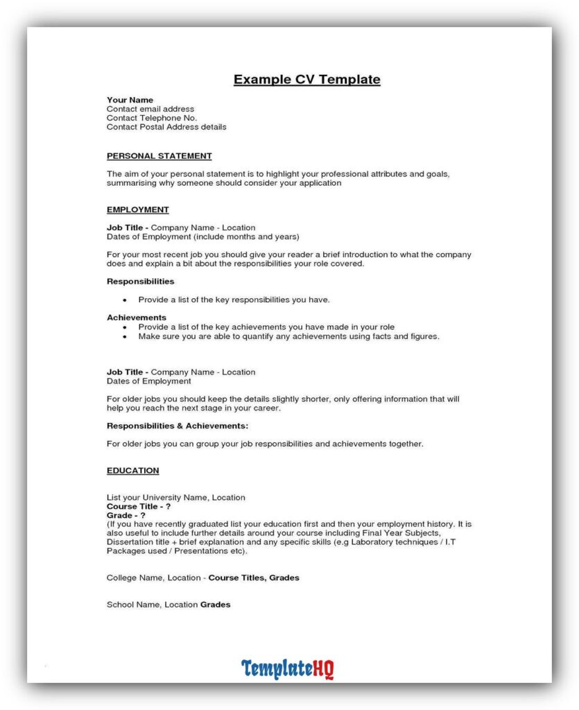 personal statement for cv template