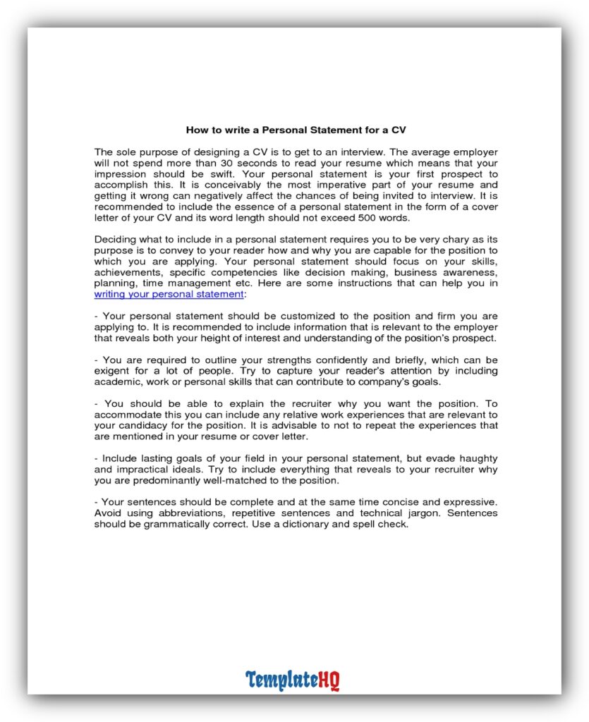 Personal Statement Examples for Resume 06 Personal Statement Examples for Resume 06