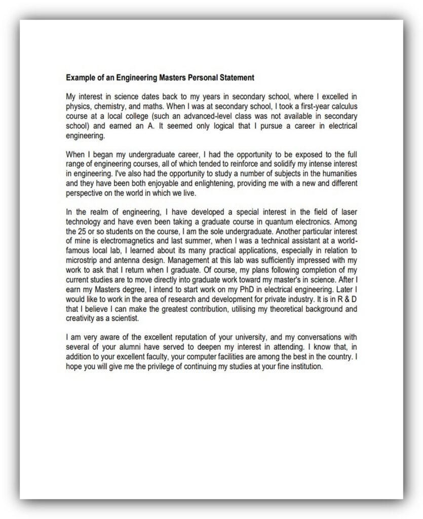 Personal Statement For Masters In Education Example 01 Personal Statement For Masters In Education Example 01