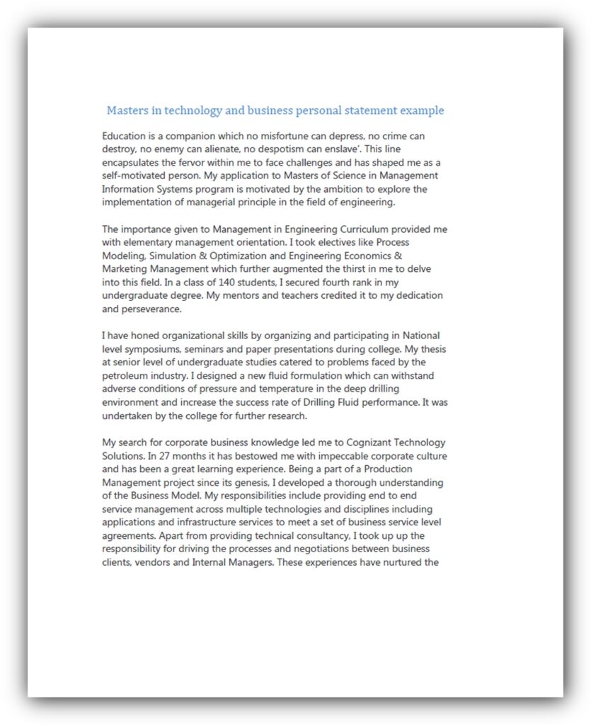 Personal Statement For Masters In Education Example 02