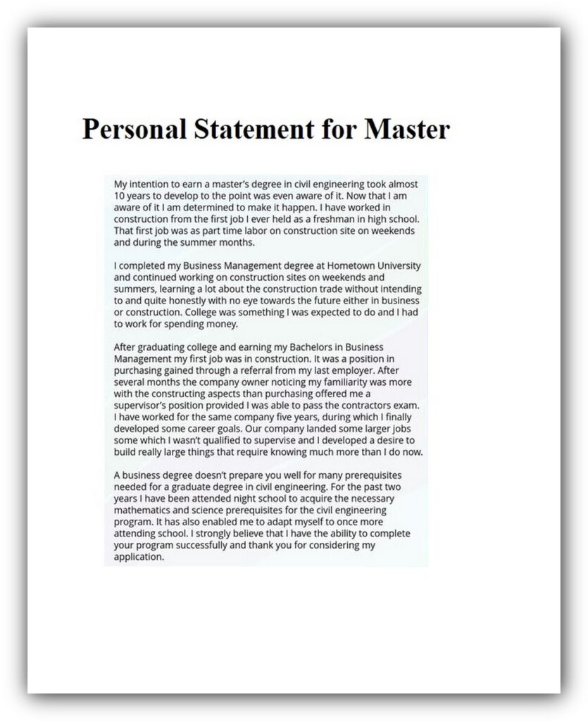 Personal Statement For Masters In Education Example 03