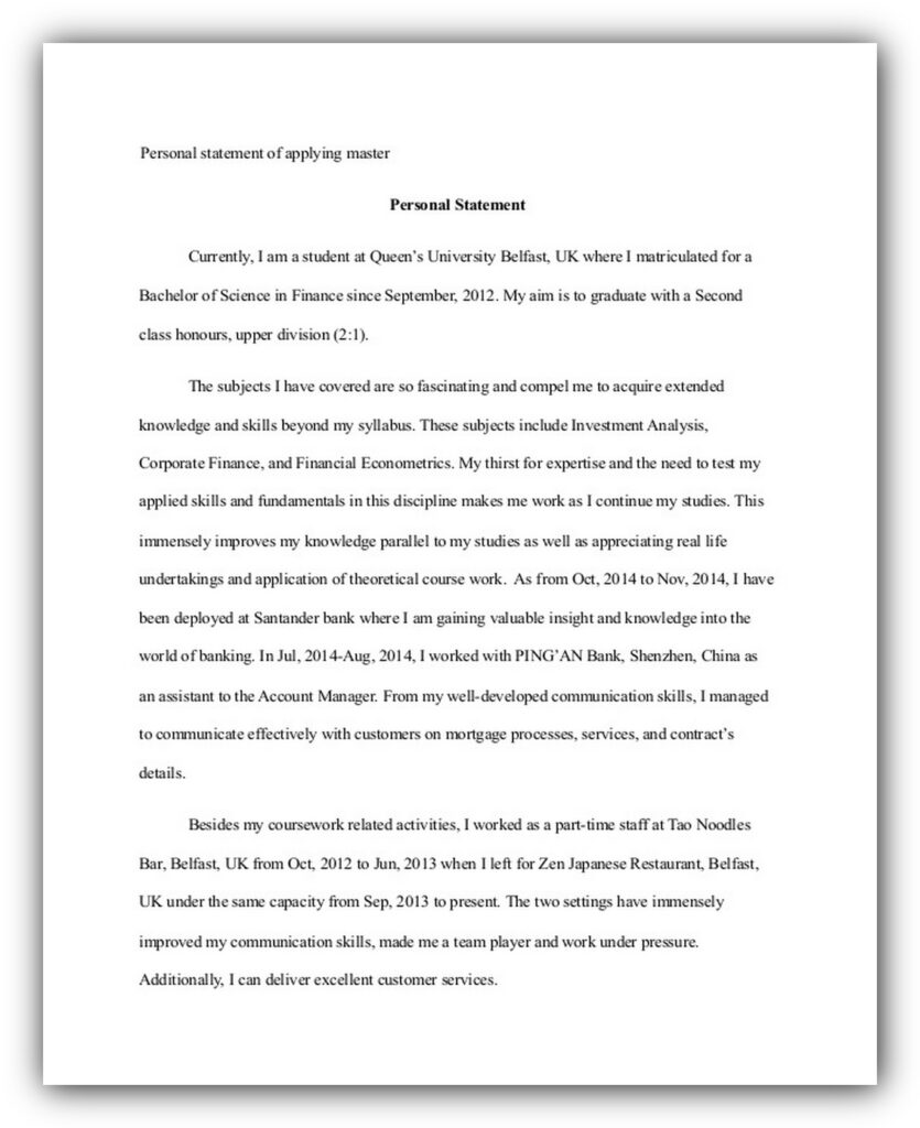 Personal Statement For Masters In Education Example 04