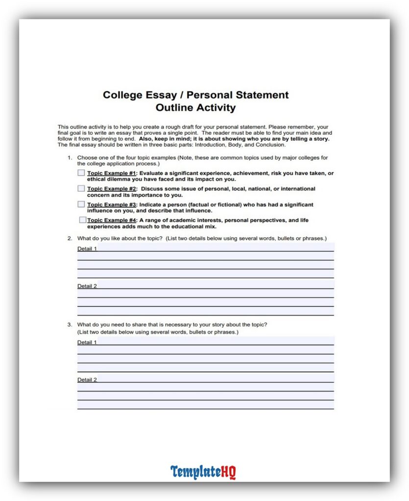 Personal Statement Outline 01 Personal Statement Outline 01