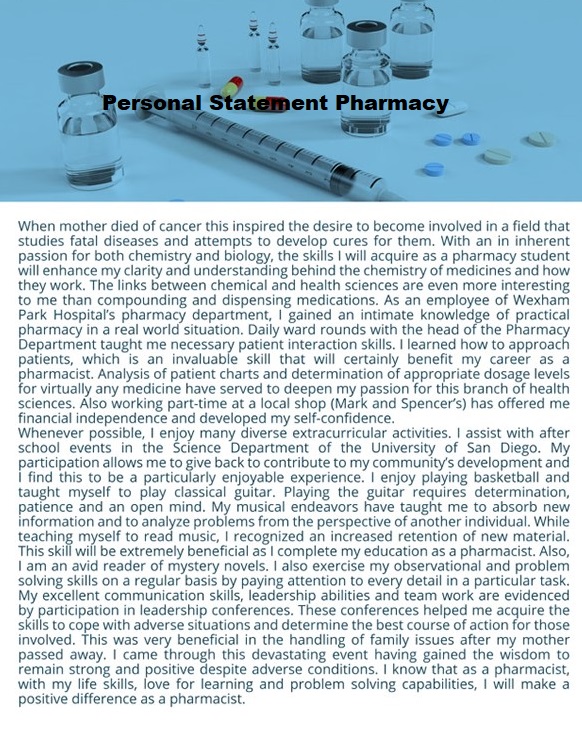 Pharmacy personal statement