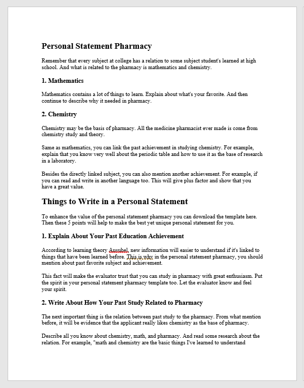 Pharmacy personal statement