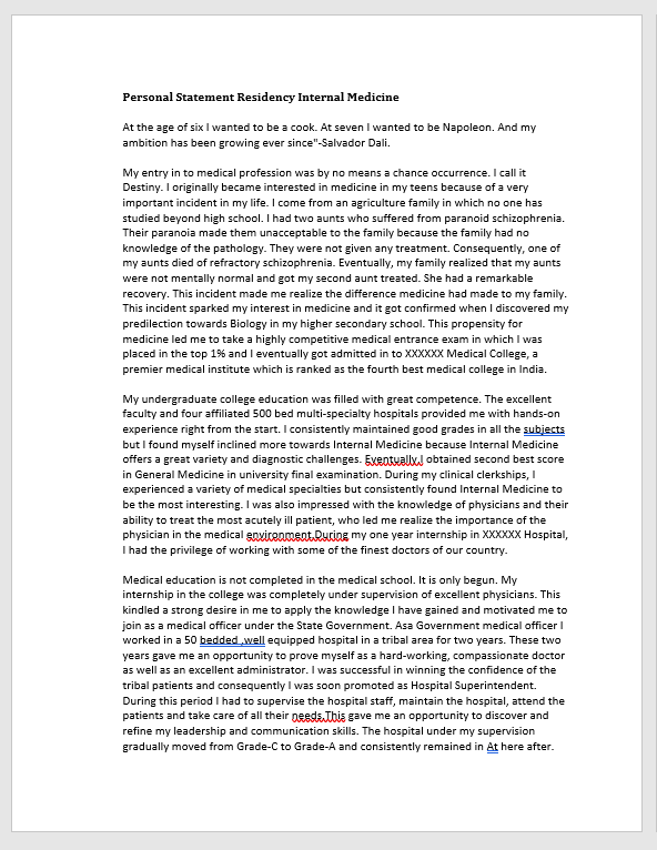 Personal Statement Residency Internal Medicine Personal Statement Residency Internal Medicine