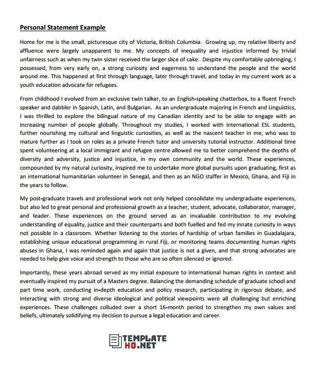 Personal Statement Template For College 05 Personal Statement Template For College 05