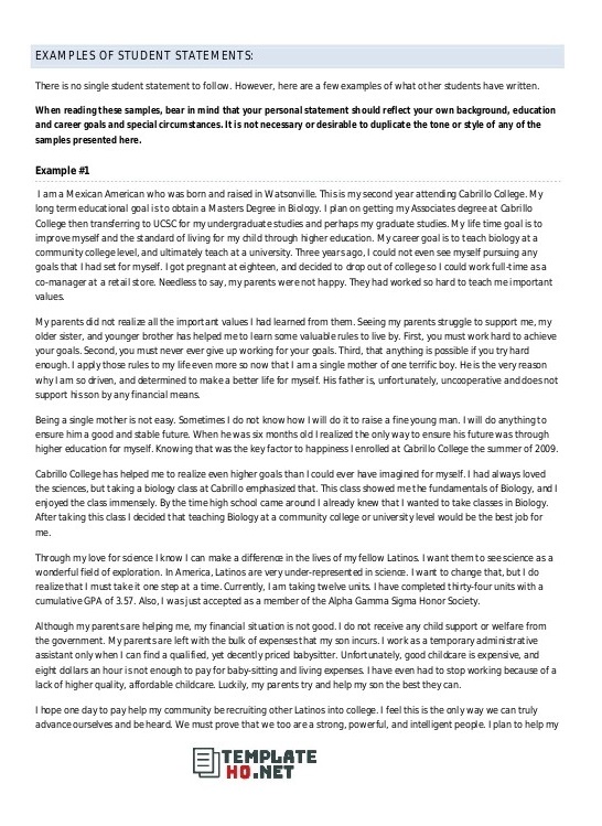 Personal Statement Template For College 06 Personal Statement Template For College 06